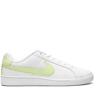 White Nike sneakers with lime Nike swipe
